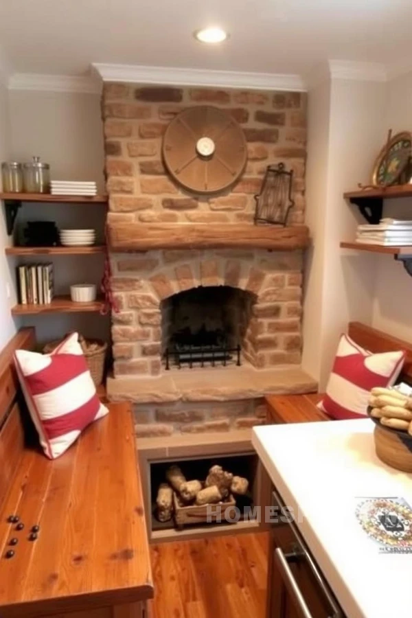 Cozy Rustic Ambiance with Kitchen Fireplace