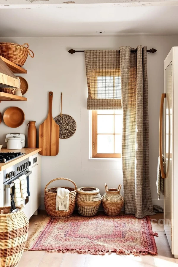 Cozy Woven Textures in Rustic Kitchen Decor