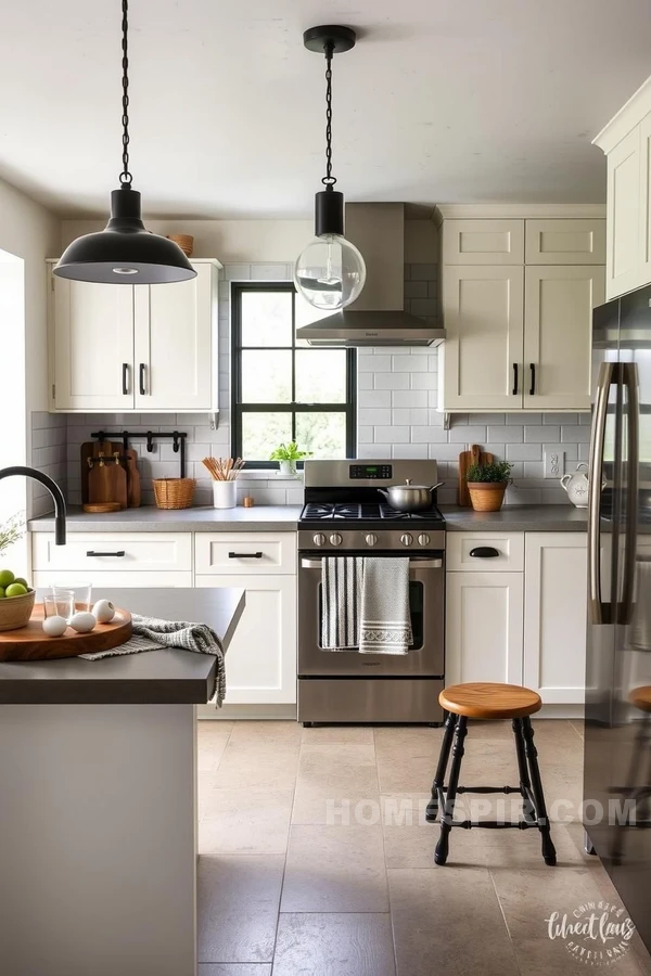 Creamy Cabinets Meet Industrial Style