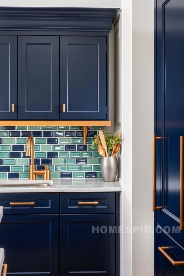 Creating Depth with Navy and Sea Green Kitchens