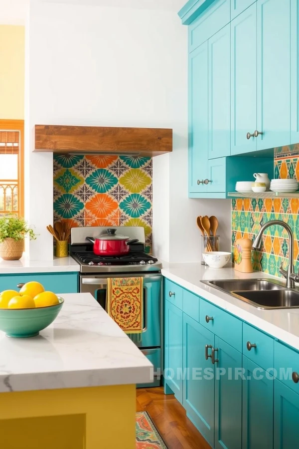 Creative Southwestern Color Blends in Kitchen