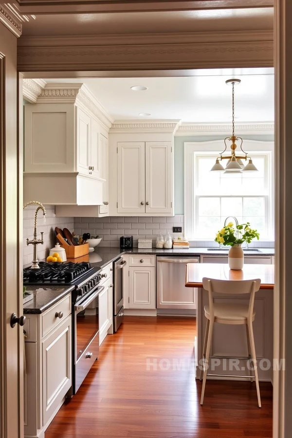 Crystal Chandeliers and Stainless Classics Kitchen