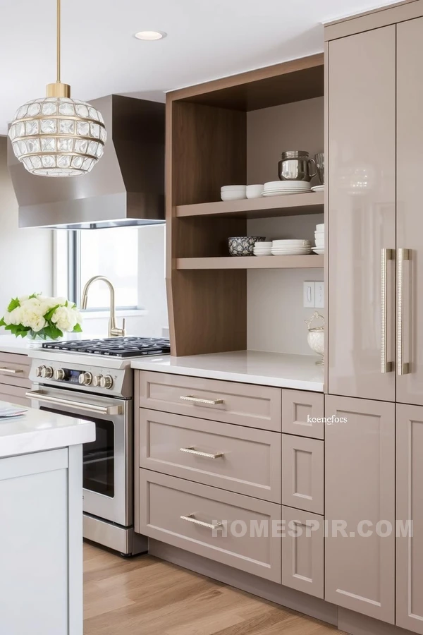 Crystal Finish Hardware in Glamorous Kitchen