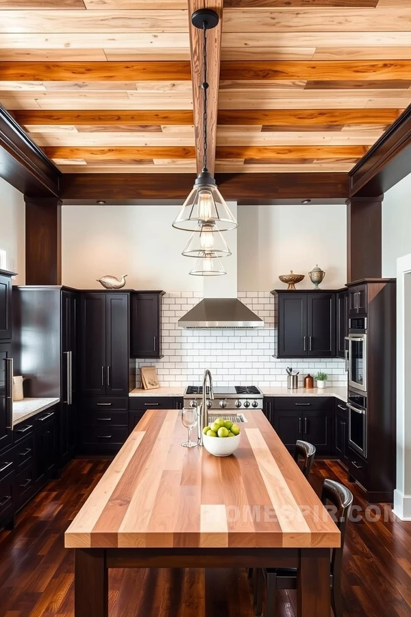 Dark Cabinets and Subway Tile Backsplash in Transitional Style