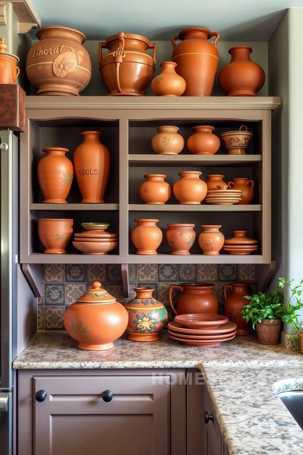 Decorative Clay Pots in Tuscan Kitchen