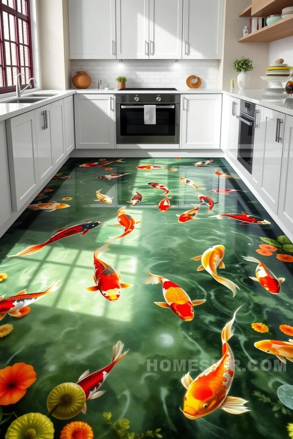 Design a Shimmering Koi Pond Kitchen Floor