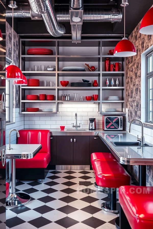 Diner Style Seating In Retro Kitchen Design