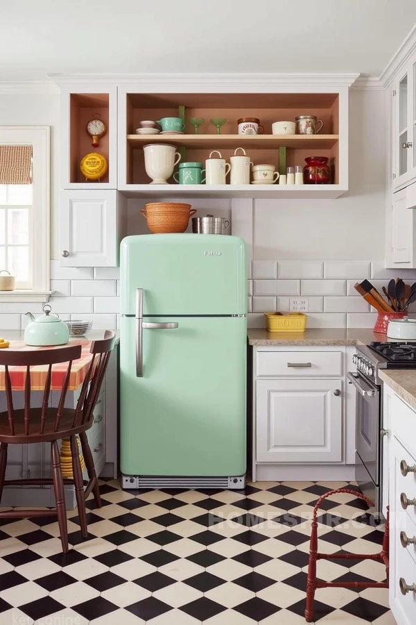 Distressed Cabinetry in Charming Retro Kitchen Design