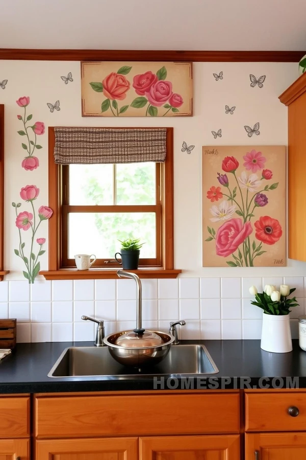 DIY Floral Paintings Add Natural Vibrancy to Kitchens