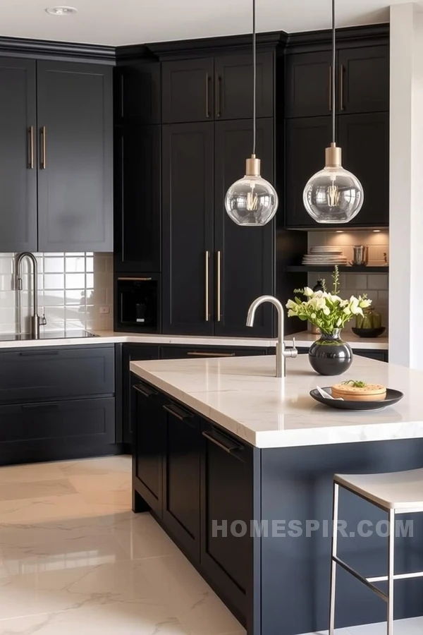 Dramatic Charcoal Cream Monochrome Kitchen