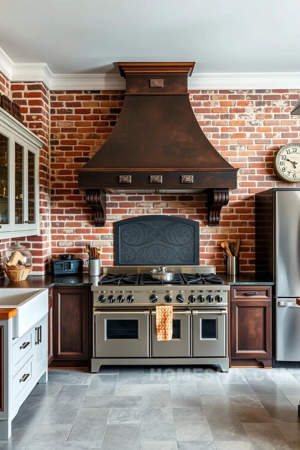 Dramatic Range Hood in Artisan Kitchen Symphony