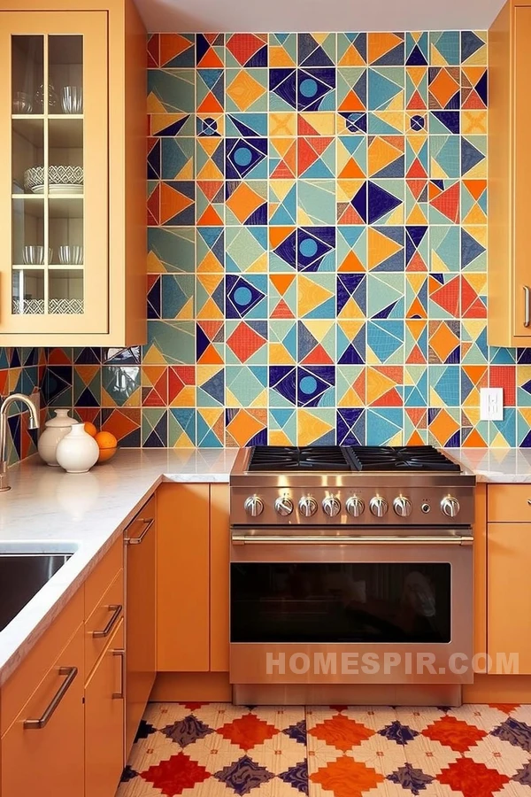 Dynamic 1960s Inspired Kitchen Backsplash