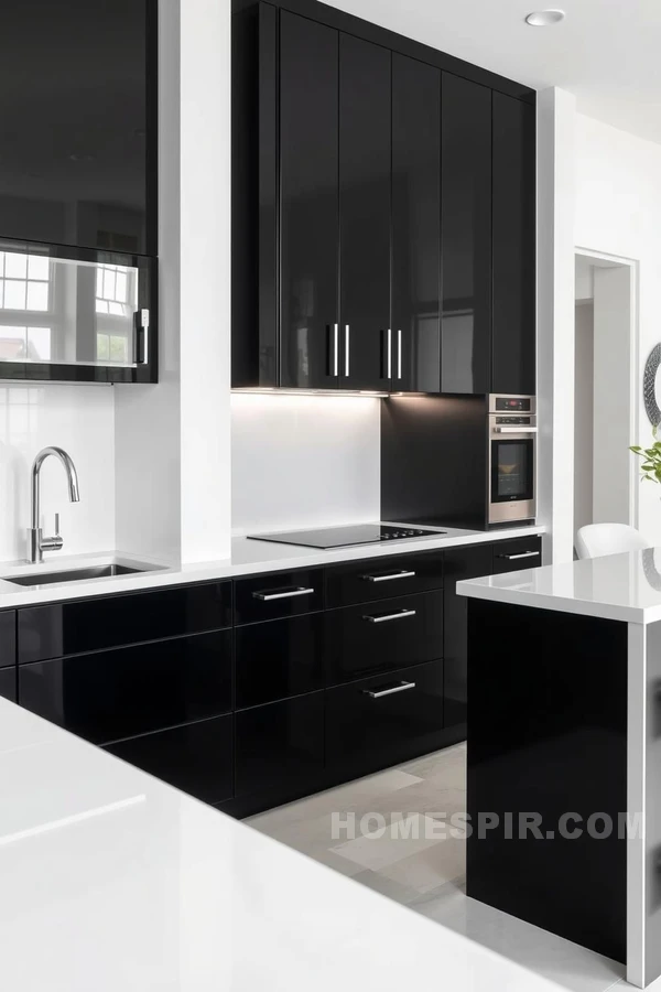 Dynamic Black and White Kitchen Design