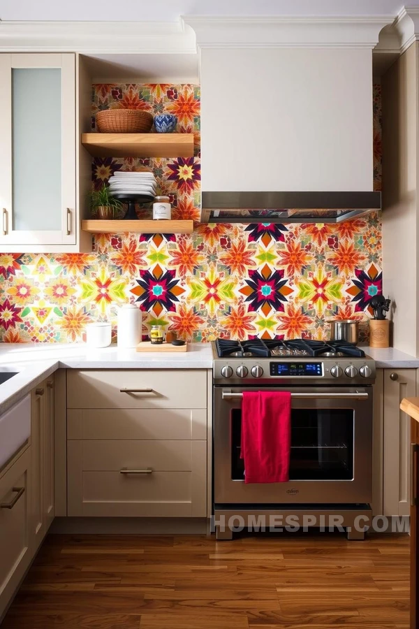 Dynamic Mosaic Tiles in Chic Kitchen Backsplash