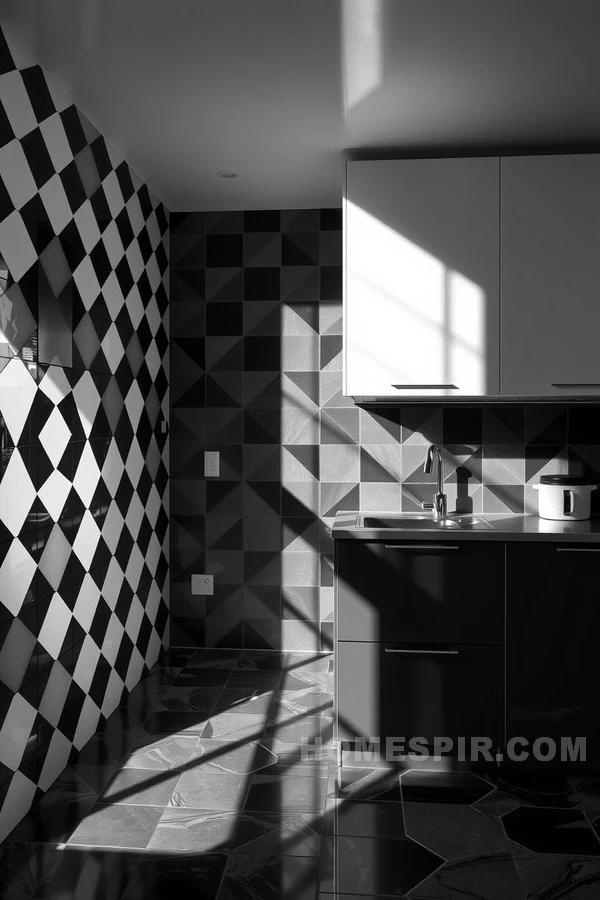 Dynamic Optical Pattern in Modern Kitchen