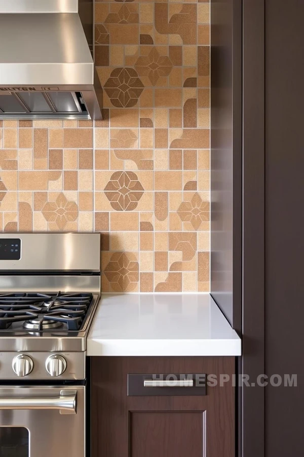 Earth Toned Backsplash with Metal Appliances