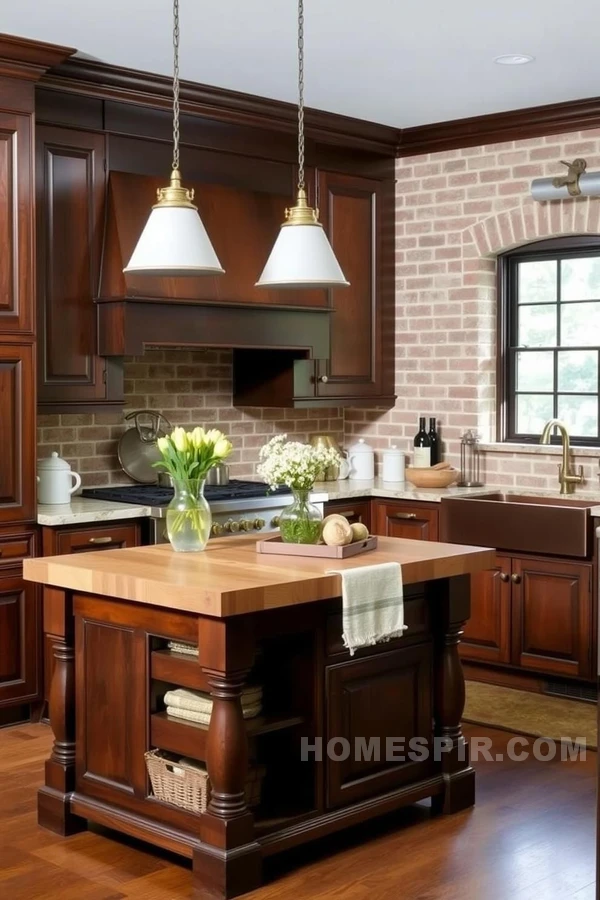 Earthy Colonial Kitchen with Dark Wood Tones