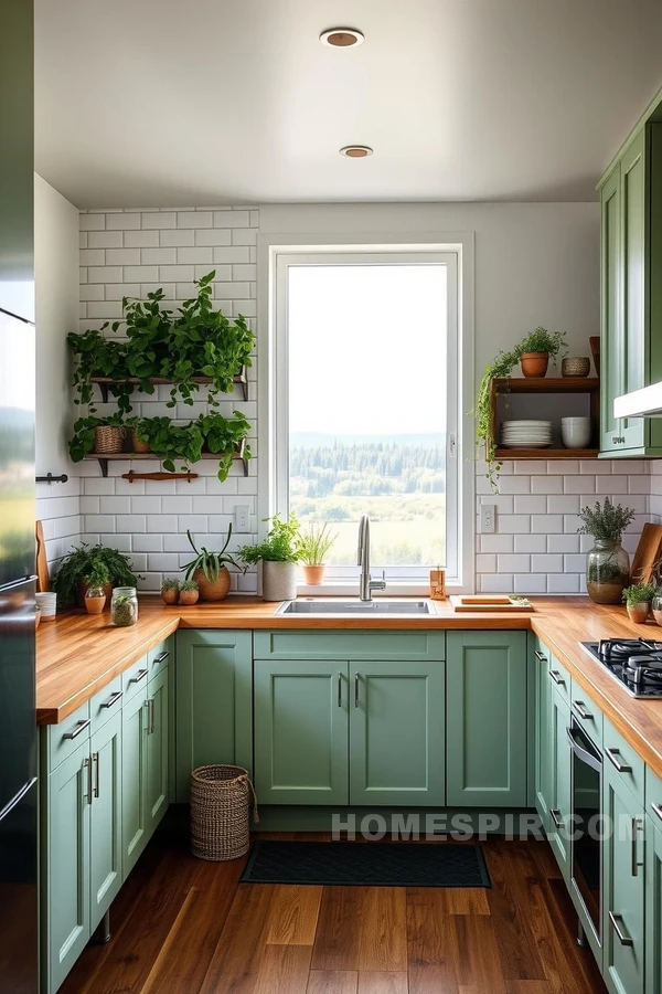 Earthy Scandinavian Kitchen with Lush Views