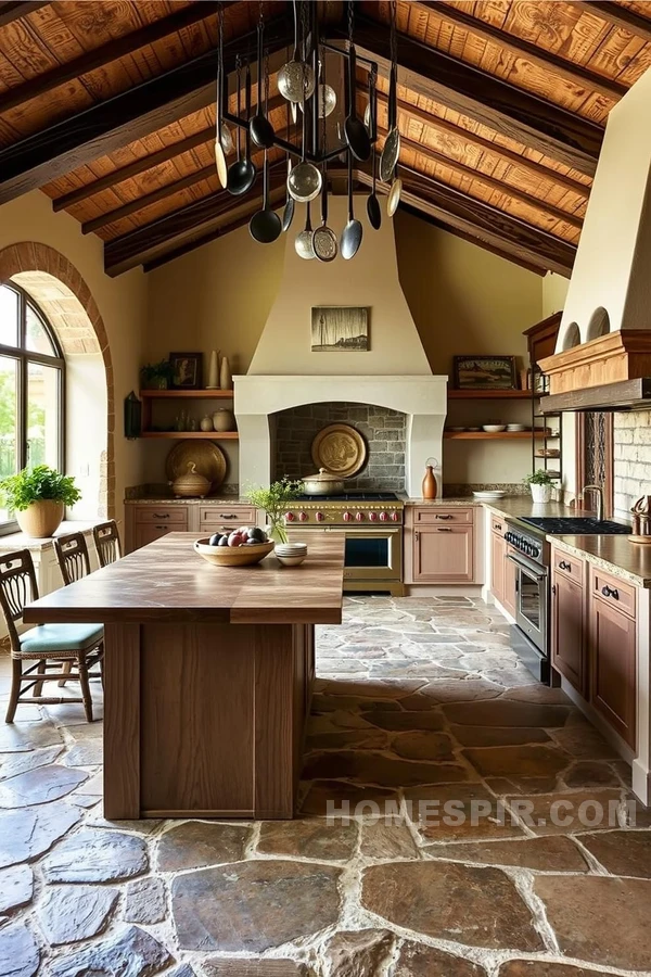 Earthy Stone Flooring in Tuscan Decor