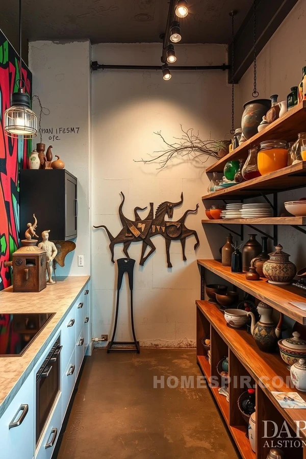 Eclectic Art Elevates Industrial Kitchen Space