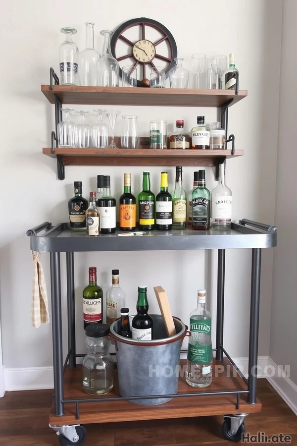 Eclectic Bar Cart with Vintage Charm