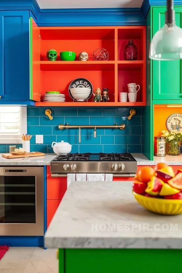 Eclectic Contemporary Kitchen with Colorful Accents