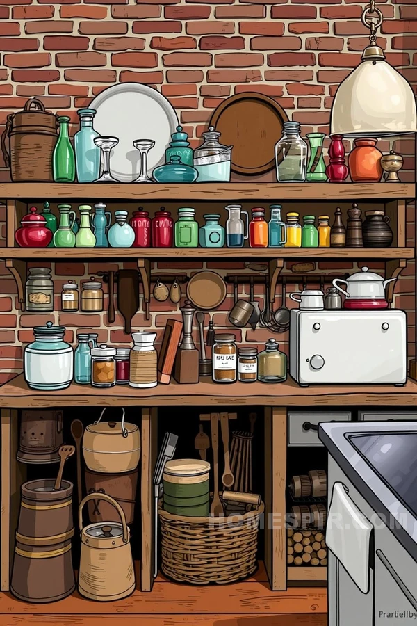 Eclectic Kitchen with Historical Tools Display