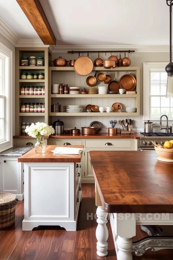 Efficient Colonial Kitchen with Desk