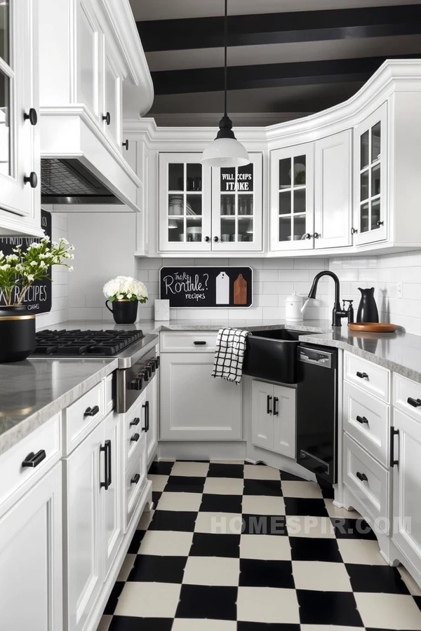 Elegant Black and White Country Kitchen