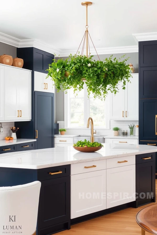 Elegant Chic Kitchen with White and Navy Scheme