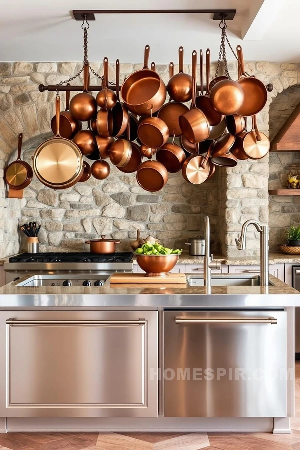 Elegant Copper and Steel Kitchen Decor