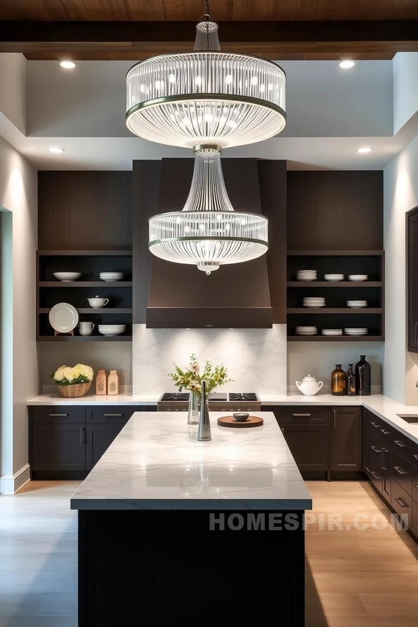 Elegant Lighting Focus in Cozy Transitional Kitchen