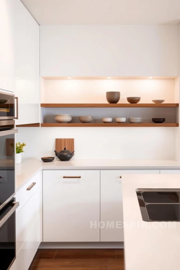 Elegant Lighting in Uncluttered Zen Kitchen