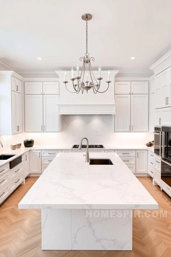 Elegant Marble Island Kitchen Centerpiece