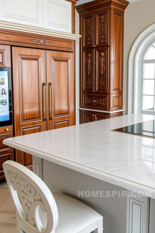 Elegant Smart Fridge in Classic Kitchen Setting