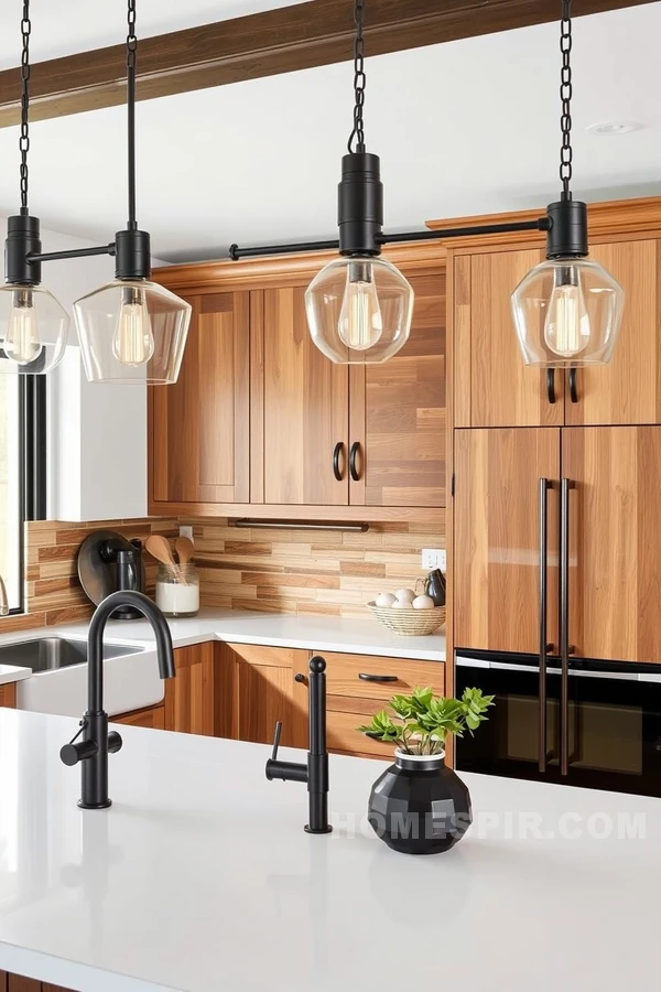 Elegant Wood and Vintage Lighting Harmony