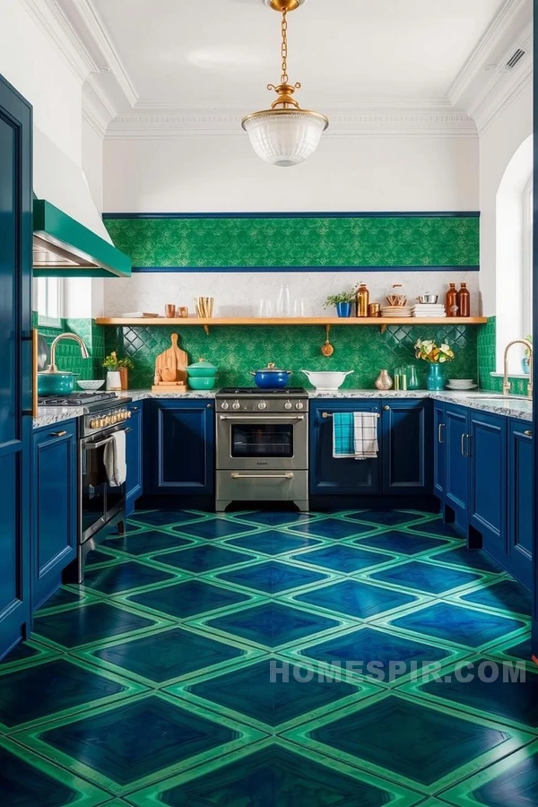 Emerald and Blue Diamond Themed Kitchen