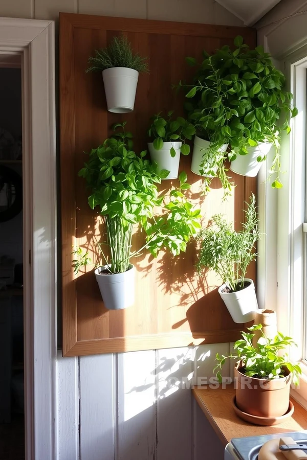 Enchanting Herb Wall for Rustic Kitchens