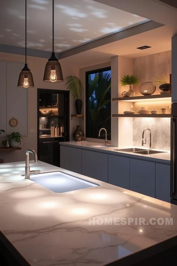 Ethereal Tropical Nightscape Kitchen Lighting