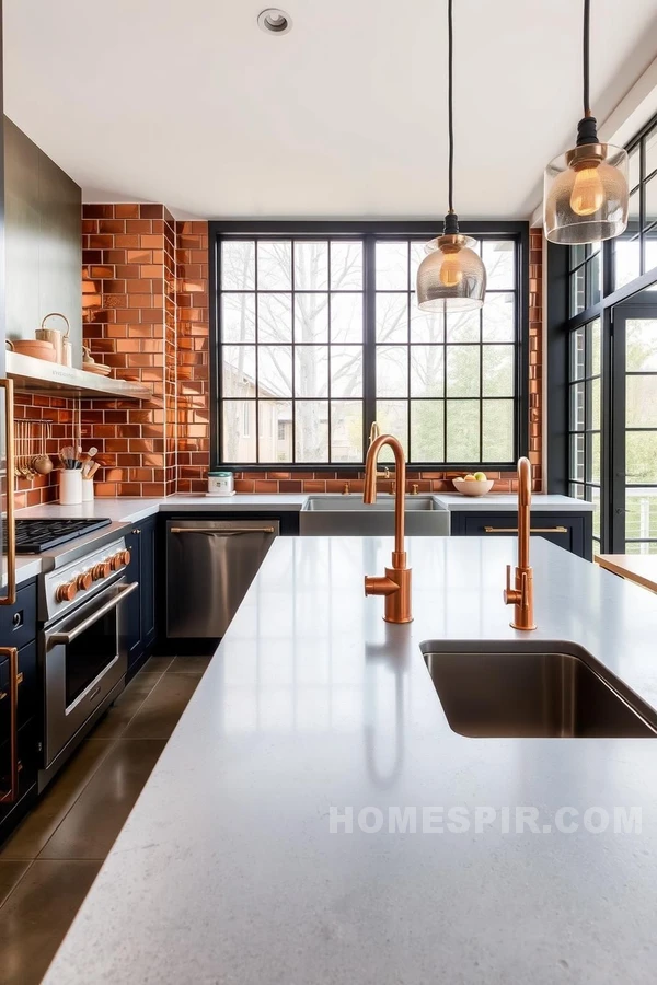 Expansive Windows Light Up Copper Chic Kitchen