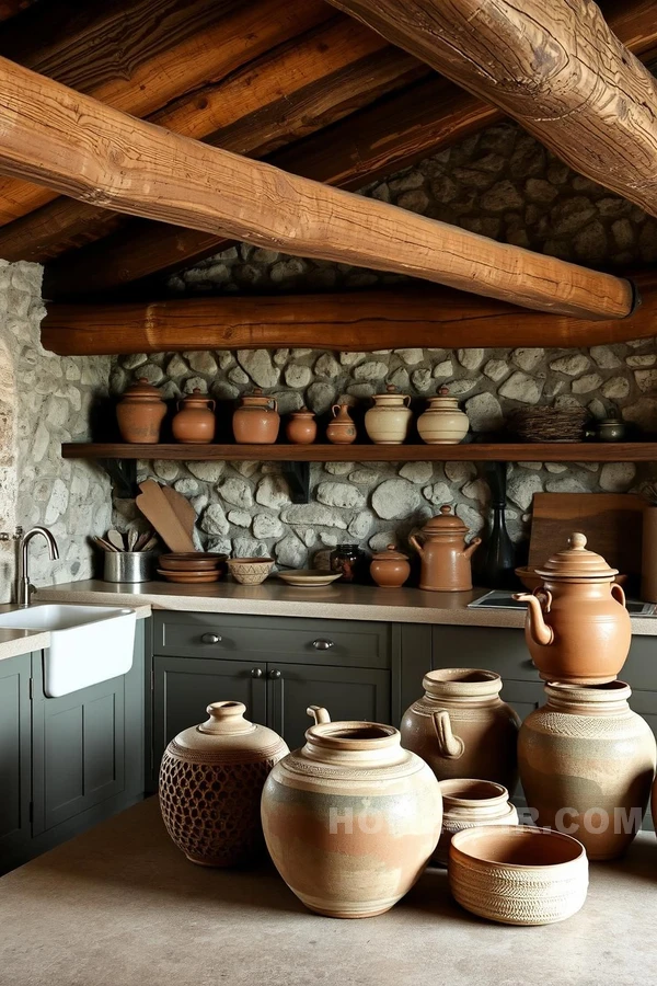 Exposed Beams and Textured Stone Walls