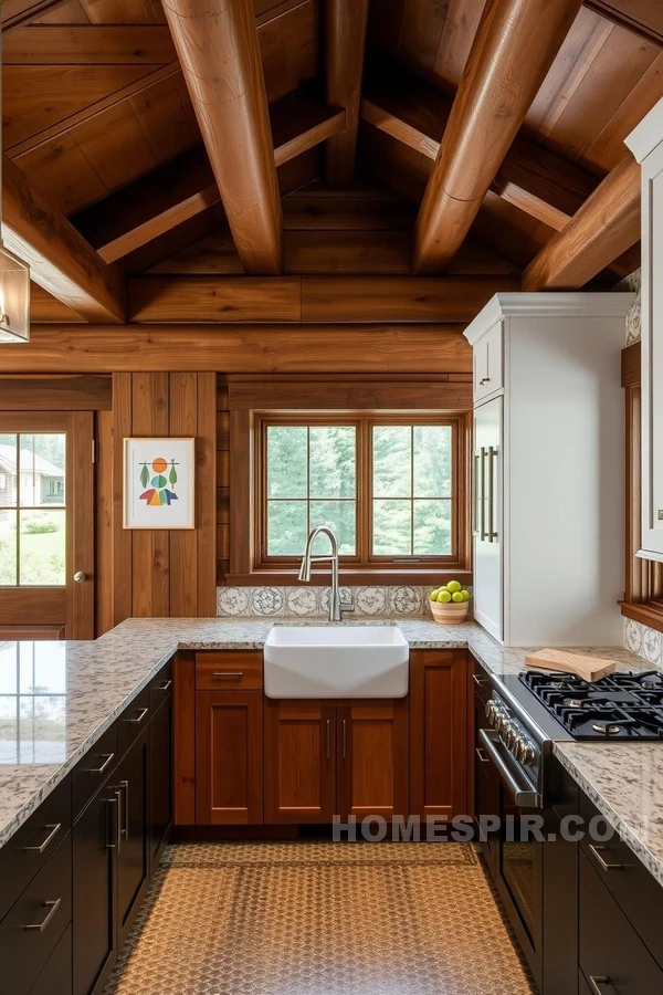 Exposed Beams in a Sleek Modern Kitchen