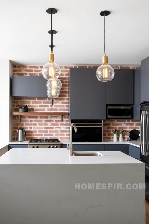 Exposed Brick and Stainless Steel Kitchen Charm