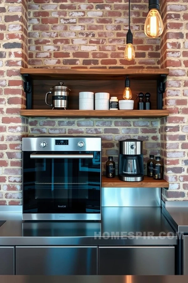 Exposed Brick in Modern Industrial Kitchen