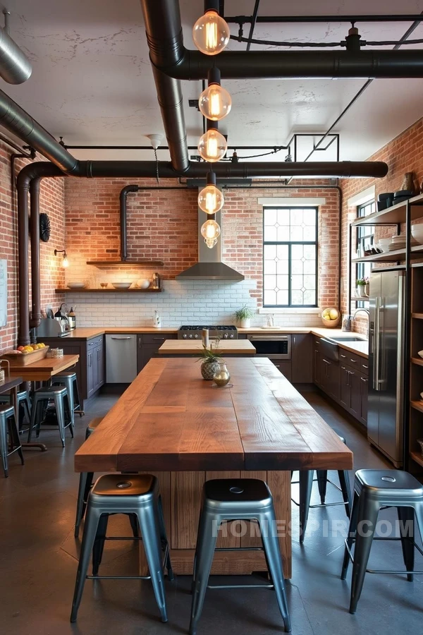 Exposed Brick Open Kitchen Design