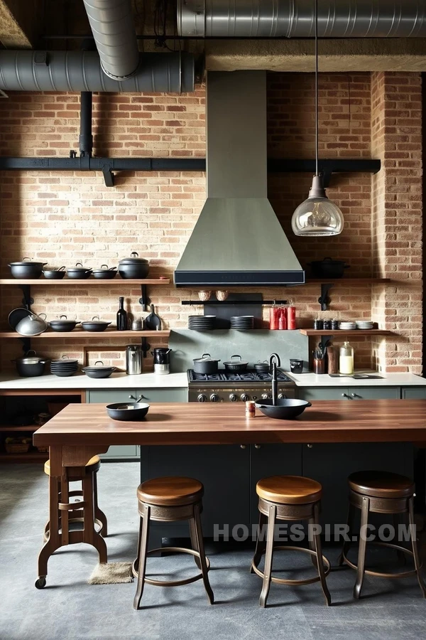 Exposed Brick Walls in Industrial Artisan Setting