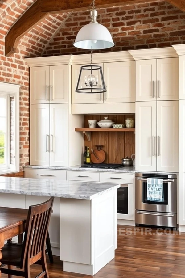 Exposed Bricks in a Modern Fusion Kitchen