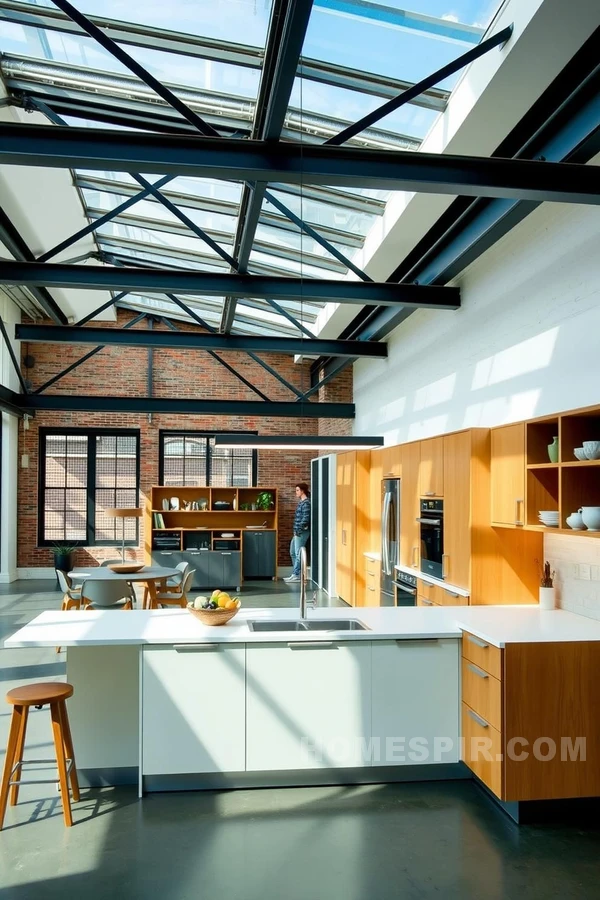 Exposed Steel and Convertible Space Urban Kitchen