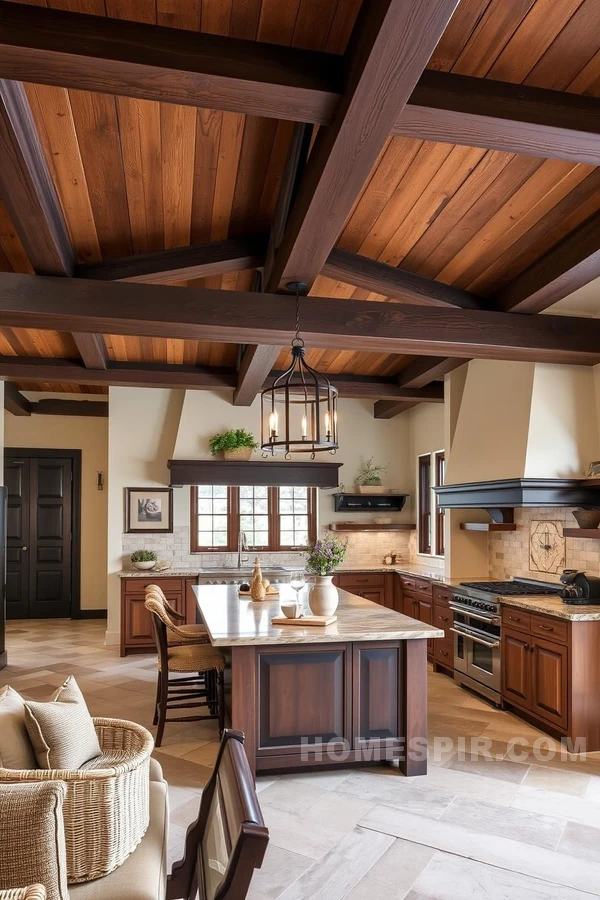 Exposed Wooden Beams in Tuscan Kitchens