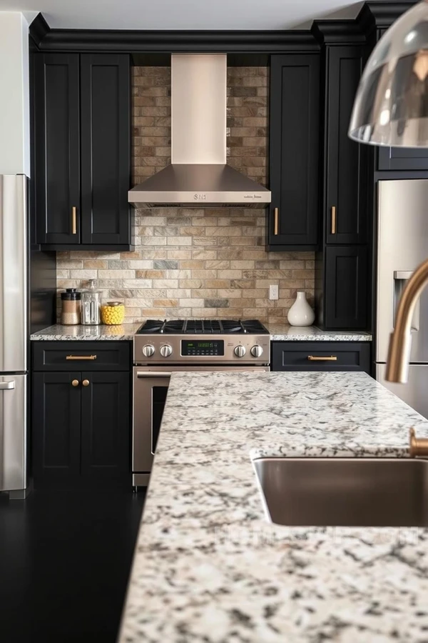 Farmhouse Kitchen with Contrasting Textures and Finishes